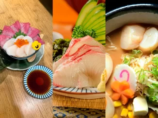 Diversos pratos típicos da Festa Taste of Japan comemorando 130 anos Brasil-Japão, com sushis, sashimis e ingredientes tradicionais, durante evento em três capitais.