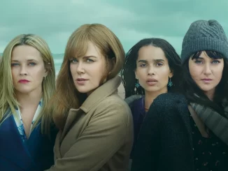 Cena da série 'Big Little Lies', com as atrizes Reese Witherspoon, Nicole Kidman, Shailene Woodley e Laura Dern, confirmando a 3ª temporada pelo HBO com elenco original.