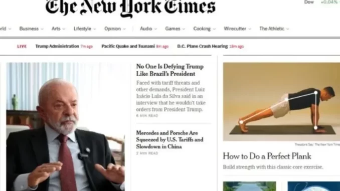 lula-rebate-trump-new-york-times-soberania-brasil Lula rebate Trump no New York Times reforçando a soberania do Brasil em uma entrevista, com destaque para a defesa do país perante pressões internacionais.