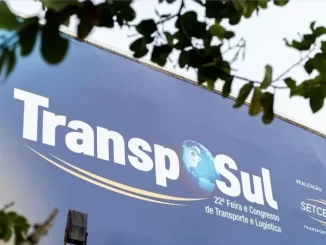 Banner da TranspoSul 2025 mostrando a abertura das inscrições e a divulgação da agenda técnica da feira de transporte e logística, com destaque para o 22º Congresso e Feiras no setor.