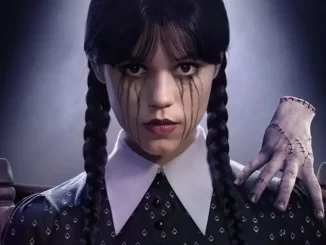 Imagem da personagem Wandinha, protagonista da série de sucesso na Netflix, liderando o ranking global das séries mais assistidas na plataforma.