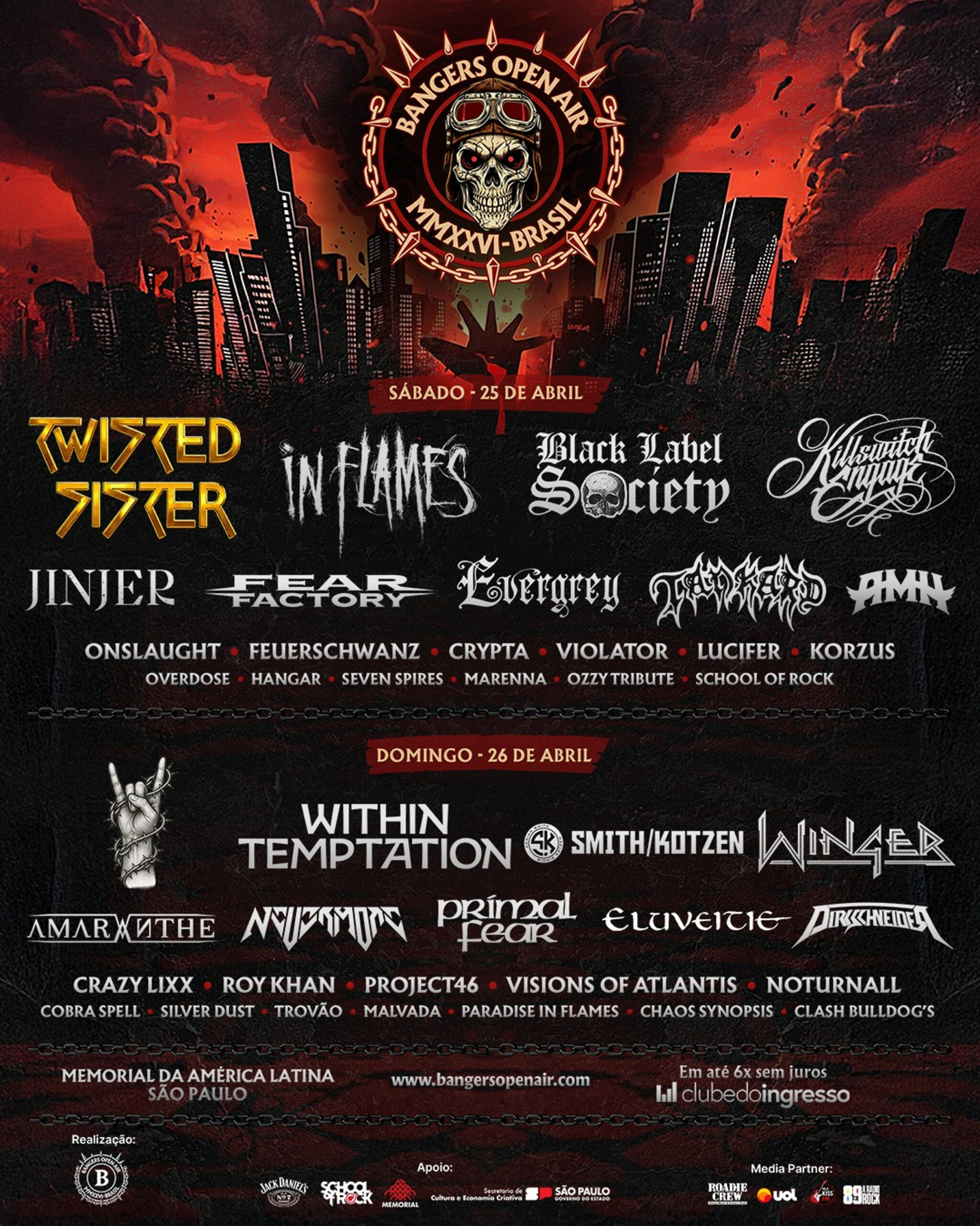 Bangers Open Air 2026 confirma Twisted Sister e mais 35 atrações - Imagem do artigo