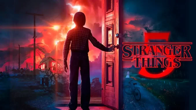 stranger-things-5-estreia-fas-temem-instabilidade-jpg Cena de Stranger Things 5 com um personagem observando uma paisagem destruição ao fundo, refletindo o temor dos fãs com a estreia na Netflix.