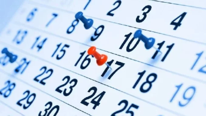 Calendário destacando o dia 8 de dezembro, indicando as cidades que terão feriado neste dia especial.