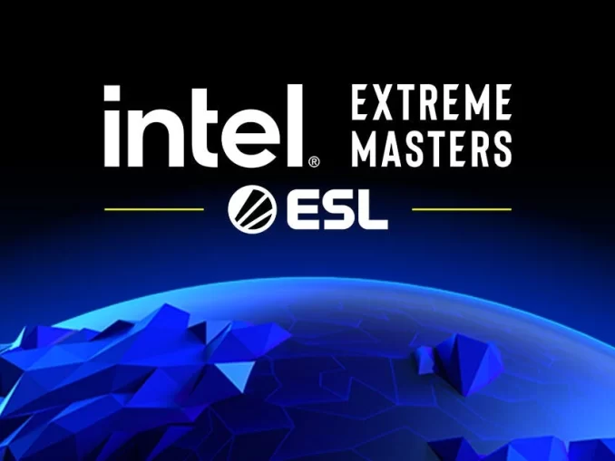 Imagem do logo do Intel Extreme Masters IEM com destaque para sua volta ao Brasil em 2026, promovendo o evento de eSports organizado pela ESL.