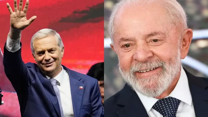 lula-parabeniza-jose-antonio-kast-vitoria-eleicoes-chilenas-jpg Imagem de Lula parabenizando José Antonio Kast pela vitória nas eleições chilenas, destacando a troca de cumprimentos entre ambos, simbolizando respeito e reconhecimento.