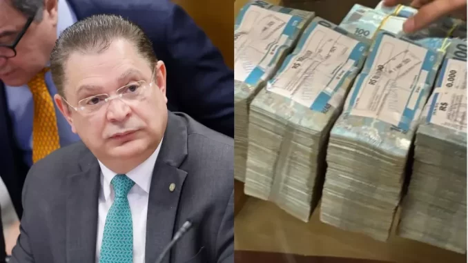 Polícia Federal apreende R$ 430 mil em espécie na residência de Sóstenes Cavalcante, com imagens do senador e grandes pilhas de dinheiro