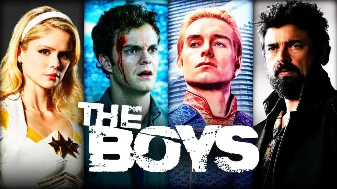Cena do trailer de The Boys mostrando os personagens principais, com destaque para a divulgação da quarta temporada e a expectativa para a quinta.