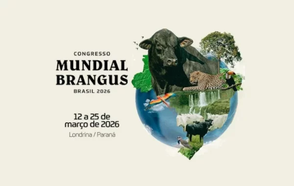 congresso-mundial-brangus-2026-londrina-parana Imagem promocional do Congresso Mundial Brangus 2026 em Londrina, Paraná, destacando eventos com gado bovino, planejamento do evento entre 12 e 25 de março.