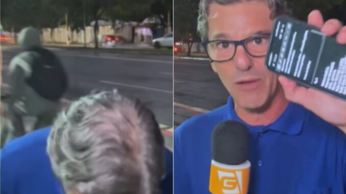 Imagem destacada - Repórter reage e continua ao vivo após tentativa de assalto em SP