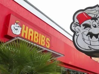 Fachada da rede Habib’s com o letreiro “HABIB’S” e o mascote do restaurante em destaque, em contexto de notícia sobre o Grupo Habib’s em recuperação judicial.